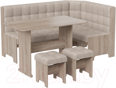 Обеденная группа ТриЯ Флорида (дуб сонома трюфель/микровелюр Wellmart Dark Beige) - фото