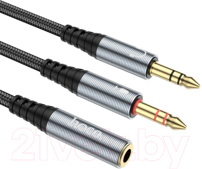 Кабель Hoco UPA21 2в1 Jack 2 вилки - Jack розетка - фото