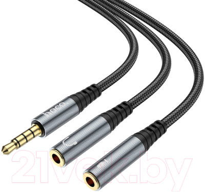 Кабель Hoco UPA21 2в1 Jack вилка - Jack 2 розетки