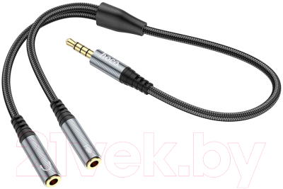 Кабель Hoco UPA21 2в1 Jack вилка - Jack 2 розетки