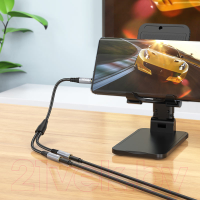 Кабель Hoco UPA21 2в1 Jack вилка - Jack 2 розетки