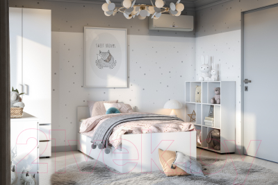 Шкаф NN мебель Токио двухстворчатый с двумя ящиками (белый текстурный)