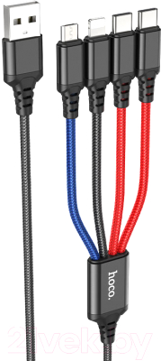 Кабель Hoco X76 4в1 2 Type-C+Lightning+Micro - фото