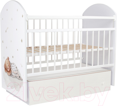 Детская кроватка INDIGO With Love Мишка маятник-ящик