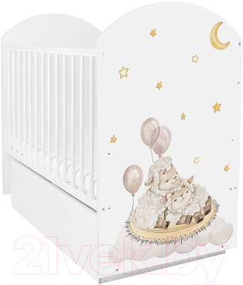 Детская кроватка INDIGO With Love Овечки маятник-ящик