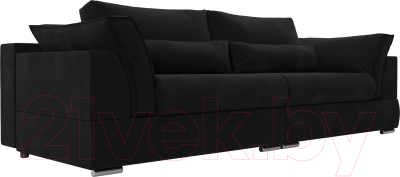 Диван Лига Диванов Пекин 347 (микровельвет черный) - фото