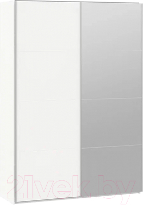 Шкаф-купе ТриЯ Траст СШК 2.160.80-13.15 2-х дверный (белый снег/зеркало/стекло белый глянец) - фото