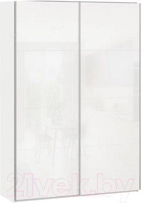Шкаф-купе ТриЯ Траст СШК 2.160.80-15.15 2-х дверный (белый снег/стекло белый глянец) - фото