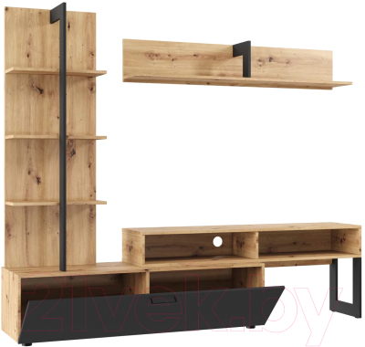 Стенка НК Мебель Juno / 71296595 (дуб артизан/черный) - фото