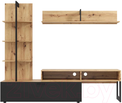 Стенка НК Мебель Juno / 71296595 (дуб артизан/черный)