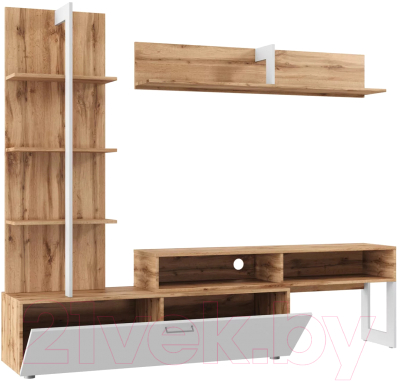 Стенка НК Мебель Juno / 71296594 (дуб вотан/белый) - фото