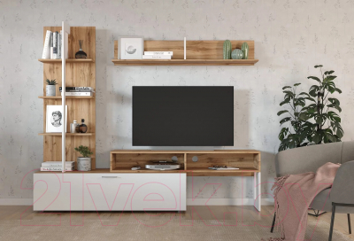 Стенка НК Мебель Juno / 71296594 (дуб вотан/белый)