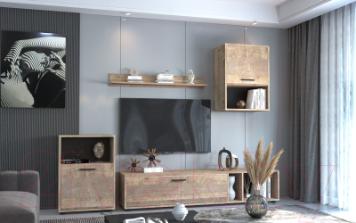 Стенка НК Мебель Rock / 71295582 (дуб грандж песочный)