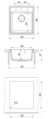 Мойка кухонная Dr. Gans Smart Оливия 42 / 25.140.B0580.409 (графит)