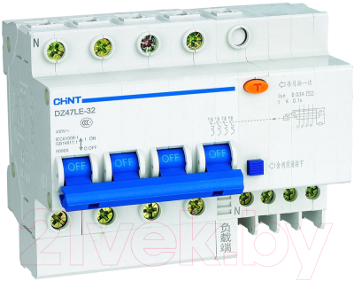 Дифференциальный автомат Chint DZ47LE-32 4P C 16А 100мА тип AC 6кА / 199689 - фото