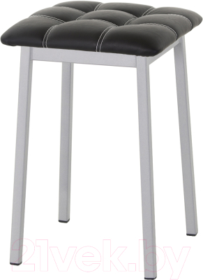 Табурет AMC Comfort 7К5.1 (кожзам черный/серебристый) - фото