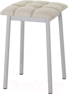 Табурет AMC Comfort 7К5.3 (кожзам бежевый/серебристый) - фото