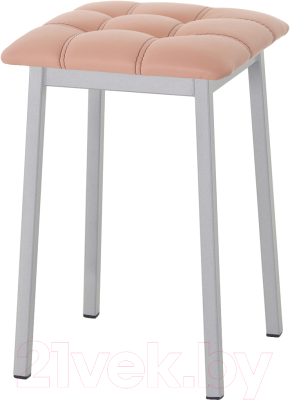 Табурет AMC Comfort 7К5.7 (кожзам коралл/серебристый) - фото