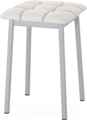 Табурет AMC Comfort 7К5.12 (кожзам белый/серебристый) - фото