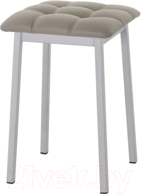 Табурет AMC Comfort 7К5.18 (кожзам латте/серебристый) - фото