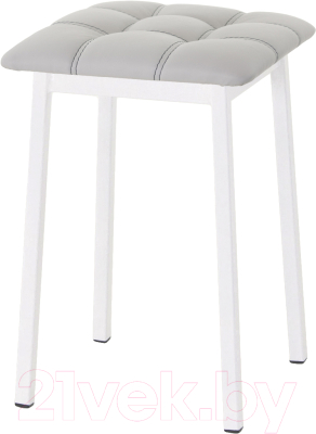 Табурет AMC Comfort 7К6.6 (кожзам серый/белый) - фото