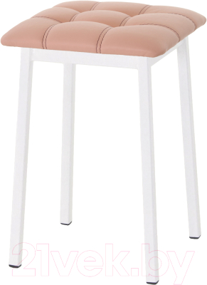 Табурет AMC Comfort 7К6.7 (кожзам коралл/белый) - фото