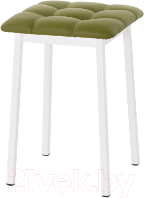 Табурет AMC Comfort 7К6.11 (кожзам оливковый/белый) - фото