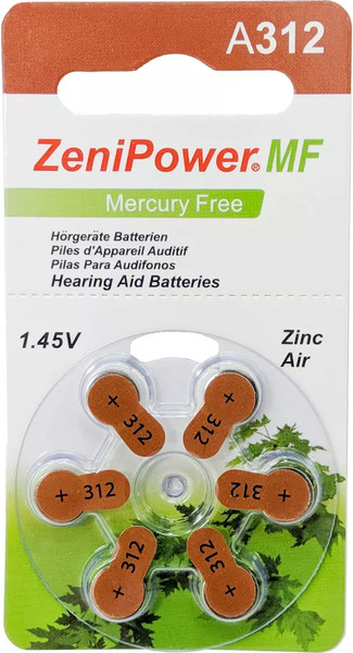 Комплект батареек ZeniPower 312 PR41 для слуховых аппаратов - фото