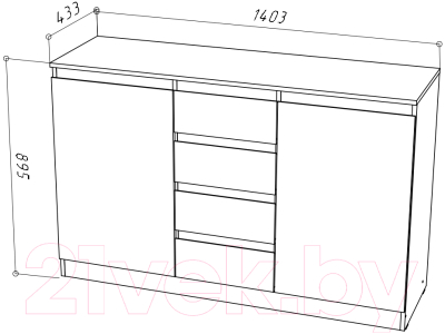 Тумба НК Мебель Stern Т-4 4-я / 72676241 (16мм, белый)