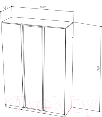 Шкаф НК Мебель Stern 3-х дверный с зеркалом / 72676504 (белый)