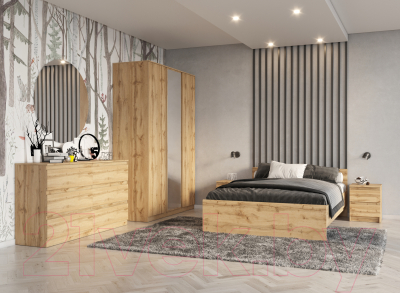 Шкаф НК Мебель Stern 3-х дверный с зеркалом / 72676506 (дуб вотан)