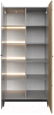 Шкаф с витриной НК Мебель Нордик / 71916624 (холодный серый/дуб артизан)