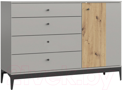 Тумба НК Мебель Нордик КД-140 / 71916986 (холодный серый/дуб артизан) - фото