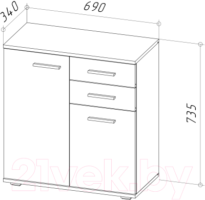 Тумба НК Мебель Fun КД-2 / 71336951 (белый)