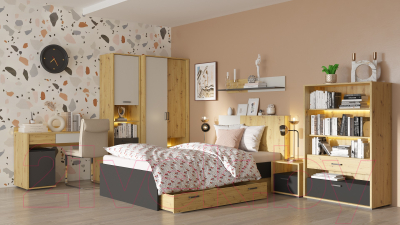 Письменный стол НК Мебель Kubo / 71705576 (артизан/черный/серый)