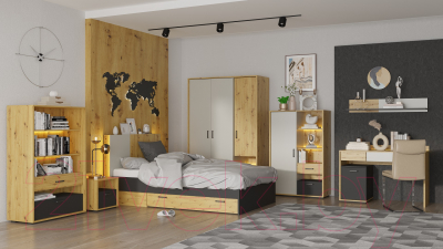 Письменный стол НК Мебель Kubo / 71705576 (артизан/черный/серый)