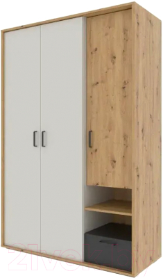 Шкаф НК Мебель Kubo ШК-130 / 71705578 (артизан/черный/серый) - фото