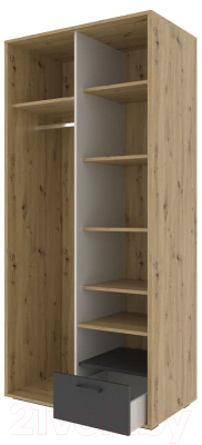 Шкаф НК Мебель Kubo ШК-90 / 71705626 (артизан/черный/серый)