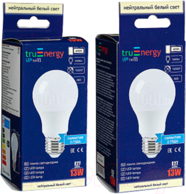 Лампа Truenergy 15W A60 E27 4000K / 14158