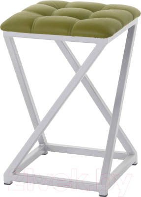 Табурет AMC Comfort 8К5.11 (кожзам оливковый/серебристый) - фото