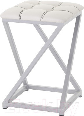 Табурет AMC Comfort 8К5.12 (кожзам белый/серебристый) - фото