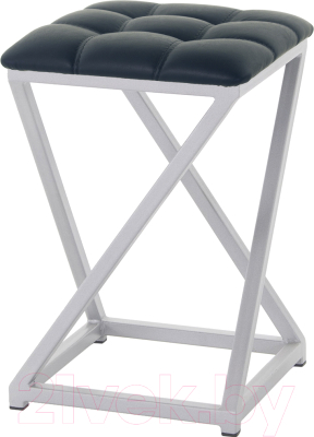 Табурет AMC Comfort 8К5.16 (кожзам антрацит/серебристый) - фото