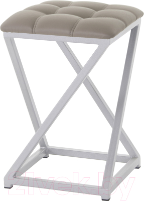 Табурет AMC Comfort 8К5.18 (кожзам латте/серебристый) - фото