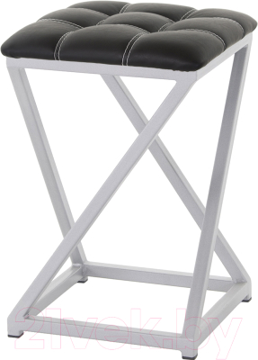 Табурет AMC Comfort 8К5.1 (кожзам черный/серебристый) - фото
