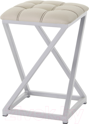 Табурет AMC Comfort 8К5.3 (кожзам бежевый/серебристый) - фото