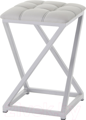 Табурет AMC Comfort 8К5.6 (кожзам серый/серебристый) - фото