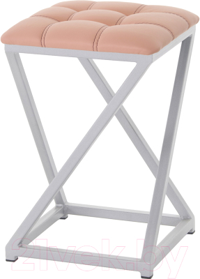Табурет AMC Comfort 8К5.7 (кожзам коралл/серебристый) - фото