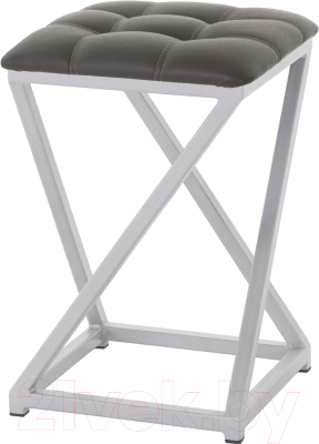 Табурет AMC Comfort 8К5.8 (кожзам серо-коричневый/серебристый) - фото