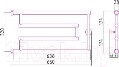 Полотенцесушитель водяной Сунержа High-Tech G 32x65 / 00-4051-3265