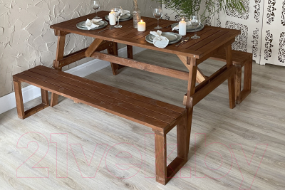 Скамья садовая Dyatel С прямоугольными ногами сосна